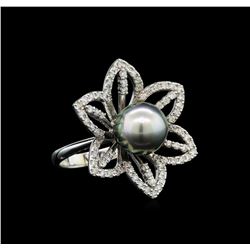 Pearl and Diamond Ring - 14KT White Gold