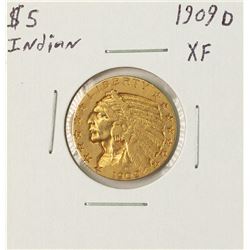 1909-D $5 Indian Head Half Eagle Gold Coin