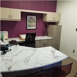 ARBORITE TOP U SHAPED DESK WITH CABINETS. 60"