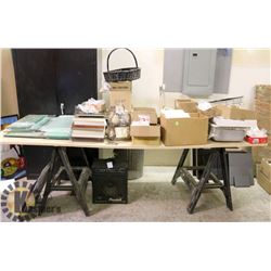 ASSORTED HANDLES, HINGES AND MORE, SAW HORSES NOT