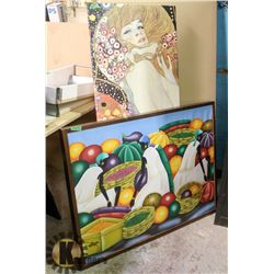 LOT OF 2 CANVAS PRINTS ONE IS FRAMED.