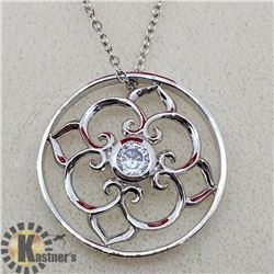 SILVER CUBIC ZIRCONIA WITH CHAIN PENDANT