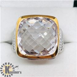 BRASS ROSE QUARTZ  MEN'S RING