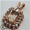 Image 4 : 14K ROSE GOLD MORGANITE DIAMOND PENDANT