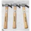 Image 1 : LOT OF 3 NEW JET GENUINE HICKORY HANDLE HAMMERS