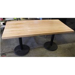 CARIBOU DOUBLE PEDESTAL MAPLE WOOD TABLE
