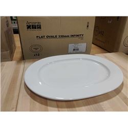 13" WHITE PORCELAIN OVAL PLATTERS - LOT OF 12