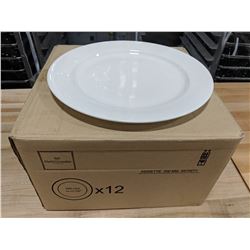 11-7/8" WHITE PORCELAIN PLATES, LOT OF 12
