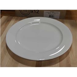 11-7/8" WHITE PORCELAIN PLATES, LOT OF 12
