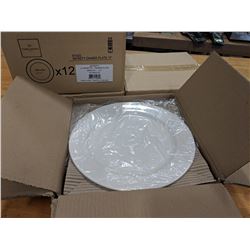 11" WHITE PORCELAIN DINNER PLATES,  LOT OF 12