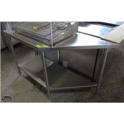 ANGLED STAINLESS STEEL PREP TABLE W/ UNDER SHELF