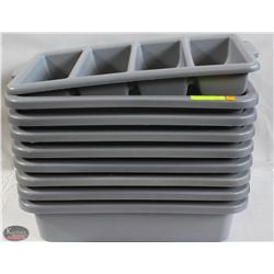 8 BUS PANS AND CUTLERY BIN.