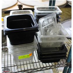 LOT OF ASSORTED SIZE COMMERCIAL PLASTIC INSERTS