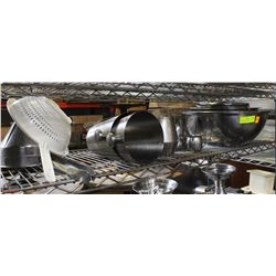 SHELF OF S/S MIXING BOWLS, WINE CHILLERS, TABLETOP