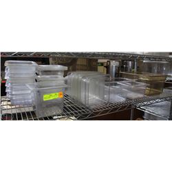 SHELF OF ASSORTED PLASTIC FOOD INSERTS & LIDS