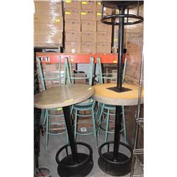 THREE 36" ROUND HIGH TABLES W/ 6 PADDED CHAIRS.