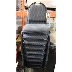 LOT OF 18 HD BLACK-PADDED METAL CHAIRS