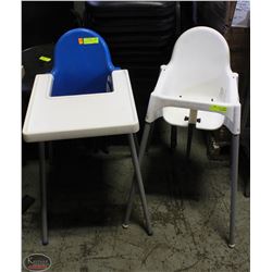 2 PLASTIC COMMERCIAL HIGH CHAIRS