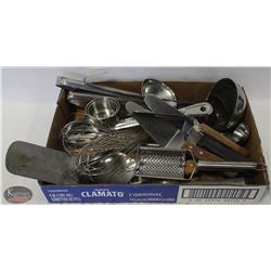 FLAT OF ASSORTED COMMERCIAL KITCHEN UTENSILS