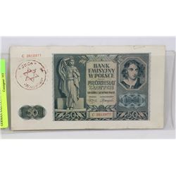 POLISH WWII BANKNOTE FROM GERMAN NAZI OCCUPATION