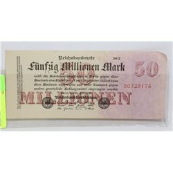 GERMAN BANKNOTE 50 MILLION MARK 1922.