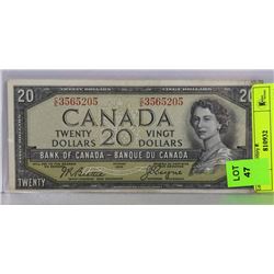 1954 CANADIAN DEVILS FACE $20 BILL