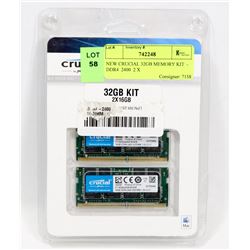 NEW CRUCIAL 32GB MEMORY KIT  -   DDR4  2400  2 X