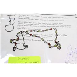 LADIES MULTI STONE .925 STERLING SILVER NECKLACE