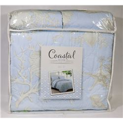 NEW COASTAL DESIGN KING SIZE 3-PC QUILT SET