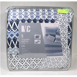 NEW VC 5 PC REVERSIBLE QUILT SET SIZE KING