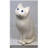 Image 1 : LARGE HEAVY WHITE CAT STATUE WITH BLUE EYES.