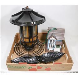 2 CAST IRON BLACK BIRD BATH/FEEDERS, DECORATED