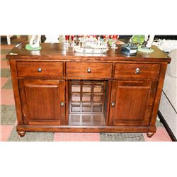 WOOD 3 DRAWER 2 DOOR WINE SIDEBOARD, 58"X19"X36",
