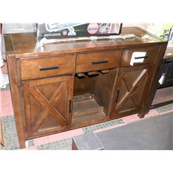 WOOD TONE 3 DRAWER 2 DOOR WINE SIDEBOARD 54X18X36H