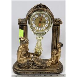 VINTAGE TABLETOP PENDULUM CLOCK - 12"H X 9"W.