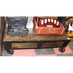 RUSTIC WOOD RAILROAD STYLE COFFEE TABLE