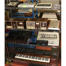 4 SHELVES OF VINTAGE MUSIC ELECTRONICS