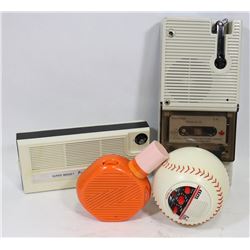 FLAT OF NOVELTY COLLECTORS RADIOS AND HAND CRANK