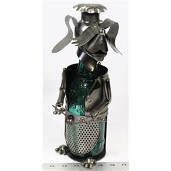 VINTAGE METAL DOG MAITRE'D WINE/LIQUOR BOTTLE