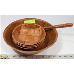 6PC WOOD SALAD BOWL SET.