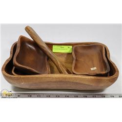 6PC WOOD SALAD BOWL SET.