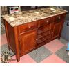 Image 1 : BROWN MARBLE TOP BUFFET TABLE WITH STORAGE DRAWERS