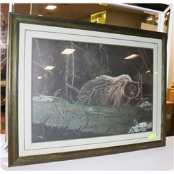 LARGE FRAMED NO ONE WAVES GOODBYE GRIZZLY BEAR