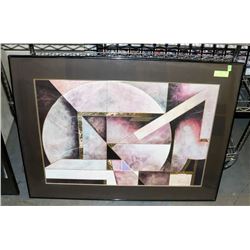 FRAMED SHOWHOME STYLE MATTED GEOMETRIC PICTURE.