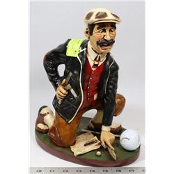 GRUMPY OLD MAN IN BLACK PUTTING-GOLF STATUE