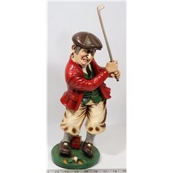 GRUMPY OLD MAN IN RED PUTTING-GOLF STATUE