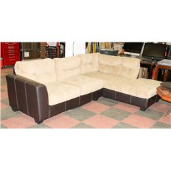 LEATHERETTE AND FABRIC SECTIONAL AS IS -USED