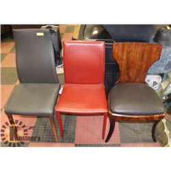 BOUTIQUE LOT OF 3 ASSORTED CHAIRS