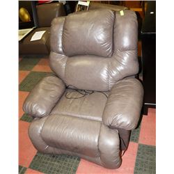 USED BROWN LEATHERETTE RECLINING SOFA CHAIR