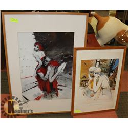 LOT OF 2 BILAK FRAMED PICTURES - 2 DANCERS 28X41